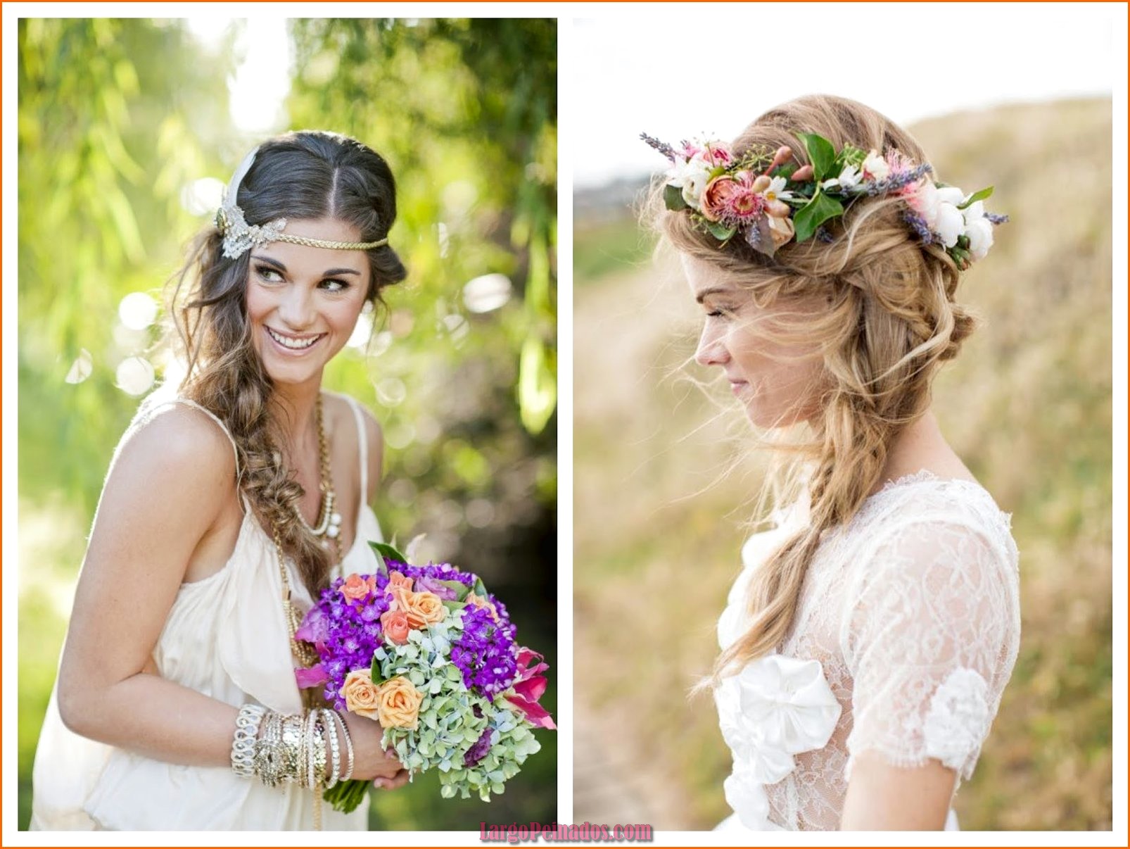 peinados de novia con flores naturales cabello suelto 17