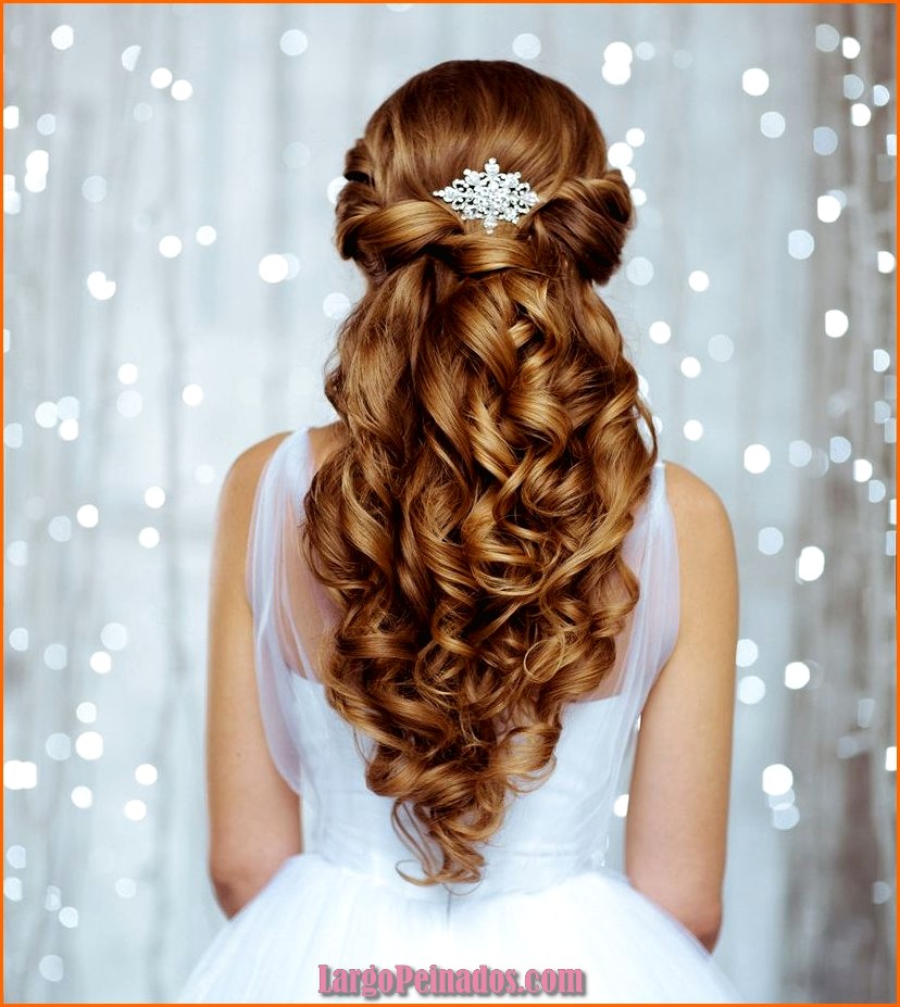 peinados de novia para cabello largo y rizado 1