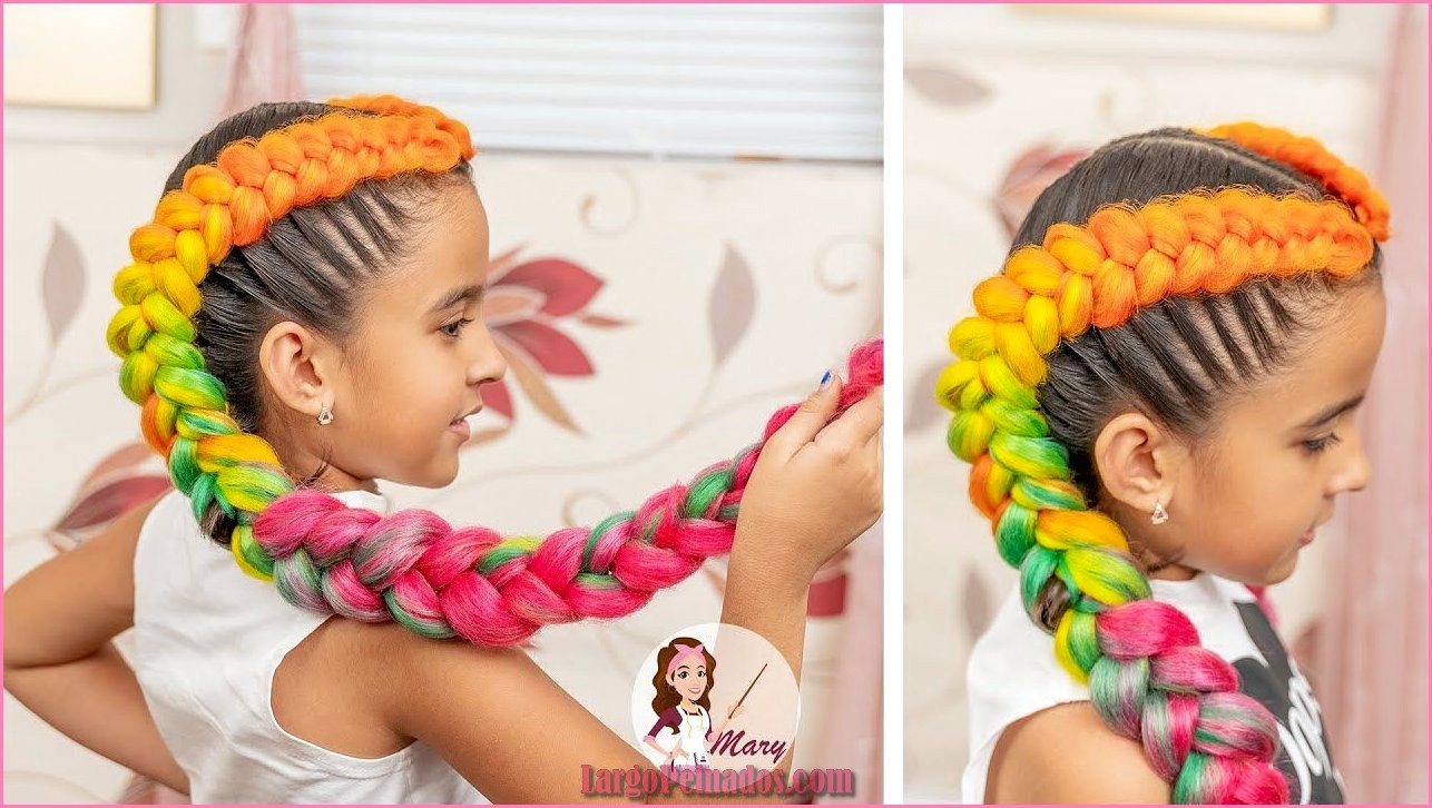 Peinados con extensiones coloridas para niñas.